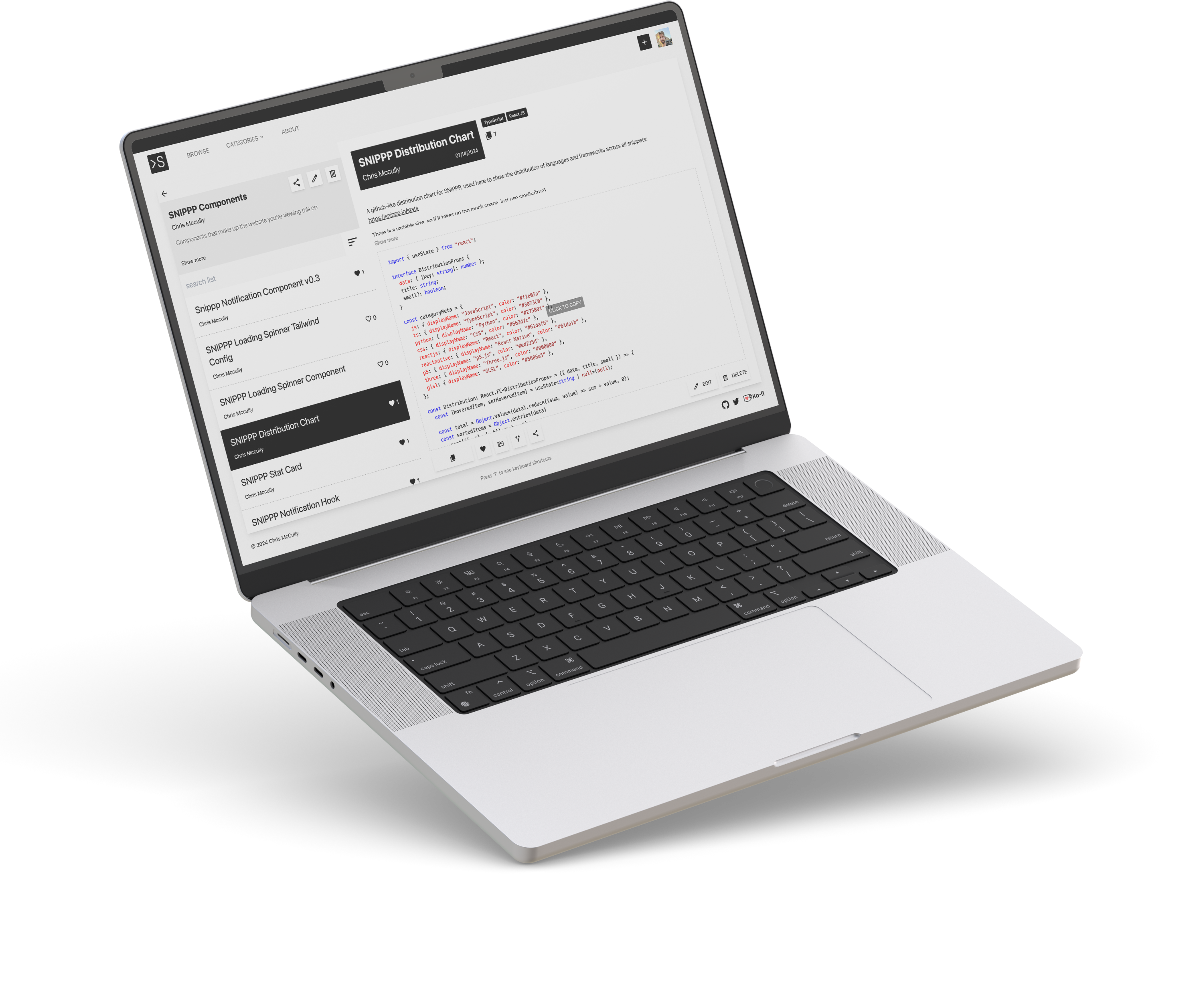 Snippp Dashboard displayed on a laptop screen